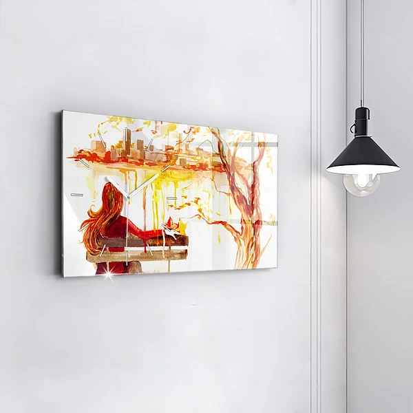 Horizontale Uhr mit motiv Herbst-Landschaft