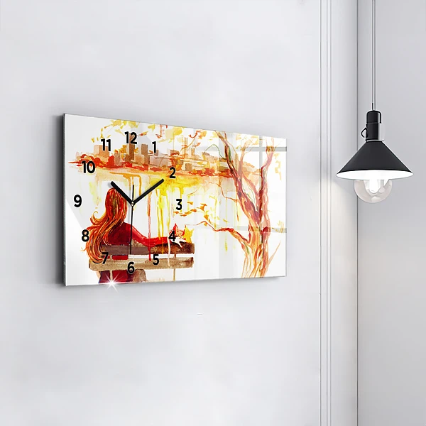 Horizontale Uhr mit motiv Herbst-Landschaft