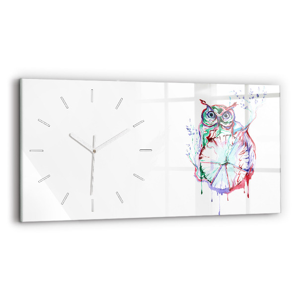 Horizontale Uhr mit motiv Illustration einer Eule und einer Uhr