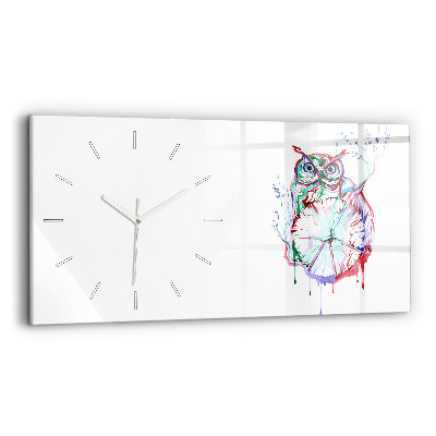 Horizontale Uhr mit motiv Illustration einer Eule und einer Uhr