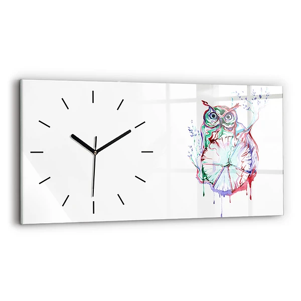 Horizontale Uhr mit motiv Illustration einer Eule und einer Uhr