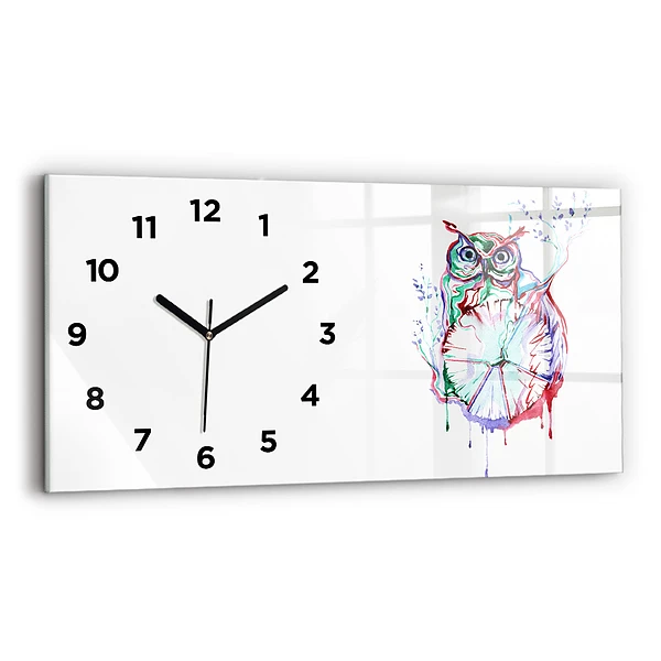 Horizontale Uhr mit motiv Illustration einer Eule und einer Uhr
