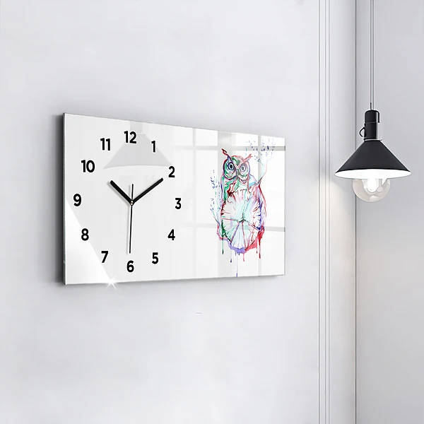 Horizontale Uhr mit motiv Illustration einer Eule und einer Uhr