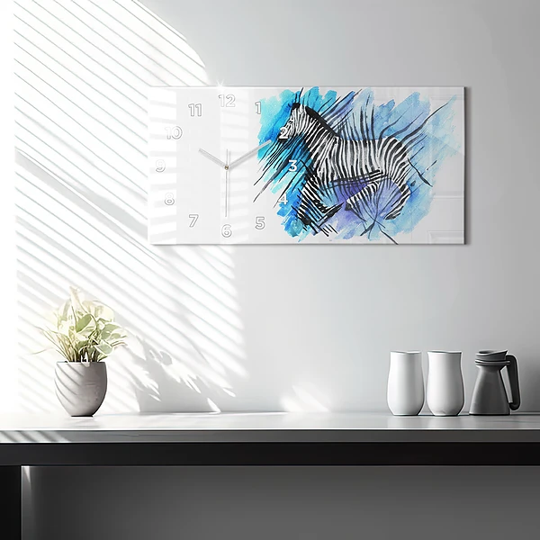 Horizontale Uhr mit motiv Gemaltes Zebra