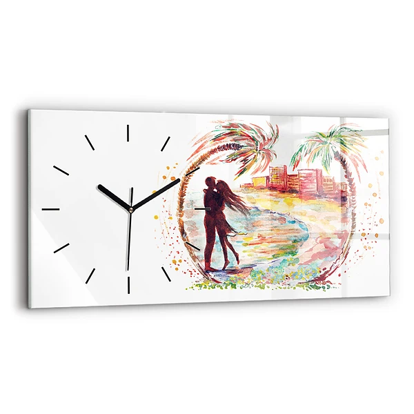 Horizontale Uhr Aquarell Liebe am Strand von Miami