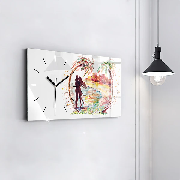 Horizontale Uhr Aquarell Liebe am Strand von Miami