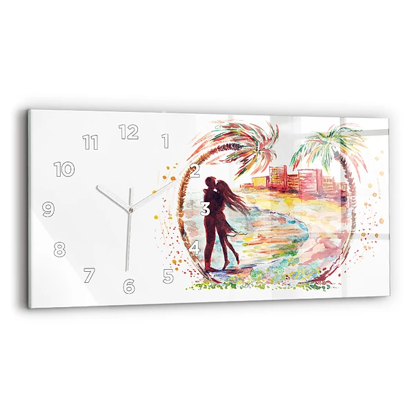 Horizontale Uhr Aquarell Liebe am Strand von Miami