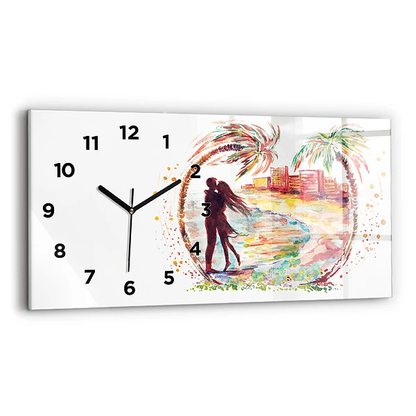Horizontale Uhr Aquarell Liebe am Strand von Miami