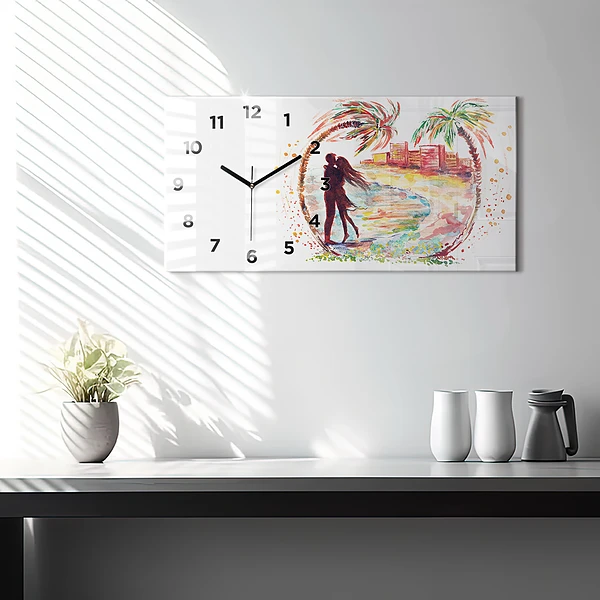 Horizontale Uhr Aquarell Liebe am Strand von Miami
