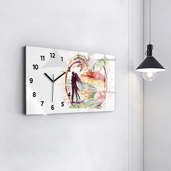 Horizontale Uhr Aquarell Liebe am Strand von Miami
