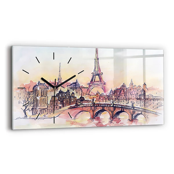 Horizontale Uhr mit motiv Gemalte Landschaft von Paris
