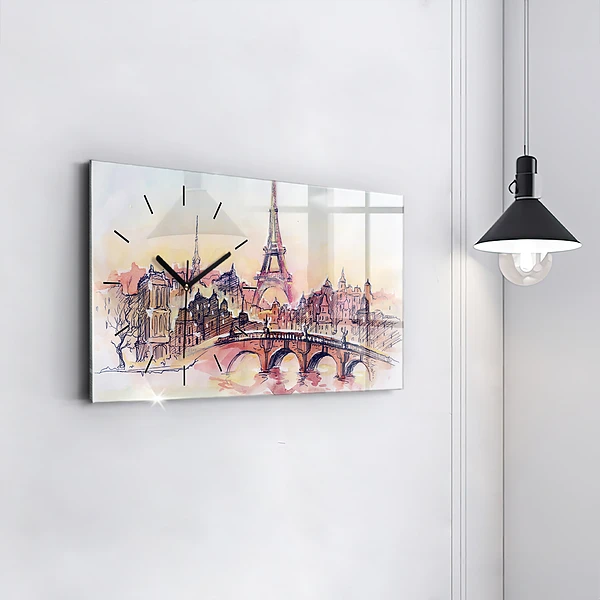 Horizontale Uhr mit motiv Gemalte Landschaft von Paris