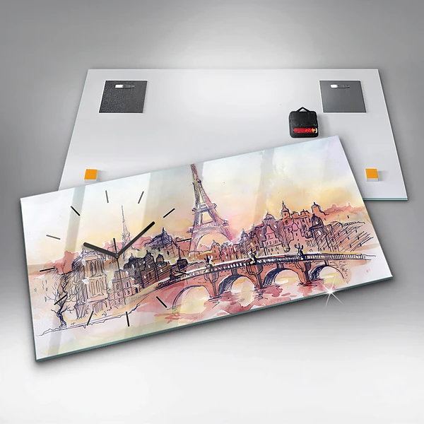 Horizontale Uhr mit motiv Gemalte Landschaft von Paris
