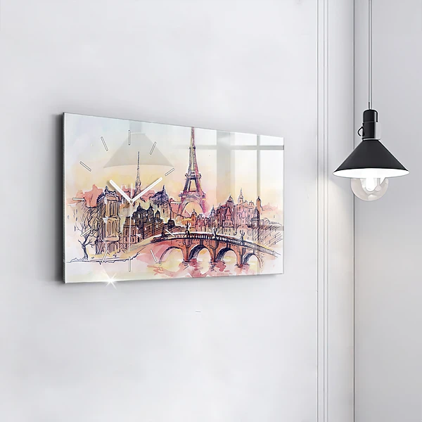 Horizontale Uhr mit motiv Gemalte Landschaft von Paris