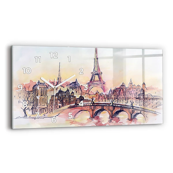 Horizontale Uhr mit motiv Gemalte Landschaft von Paris