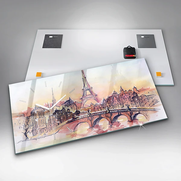 Horizontale Uhr mit motiv Gemalte Landschaft von Paris