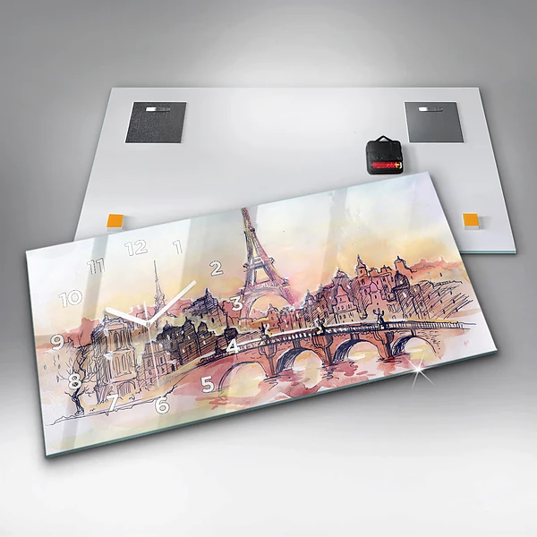 Horizontale Uhr mit motiv Gemalte Landschaft von Paris