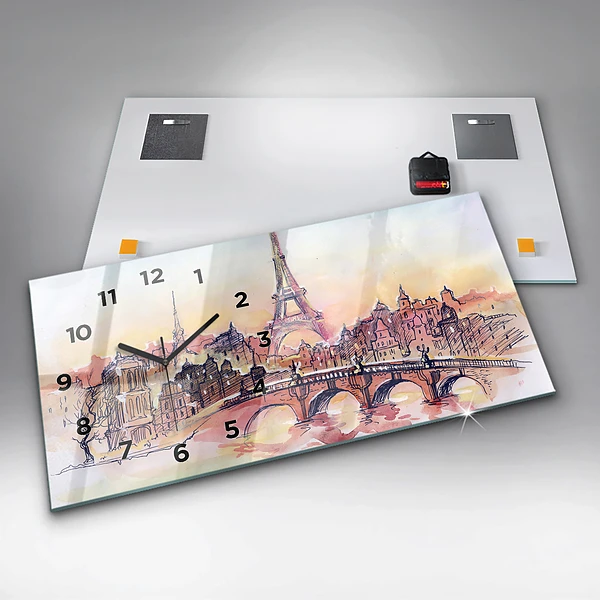 Horizontale Uhr mit motiv Gemalte Landschaft von Paris