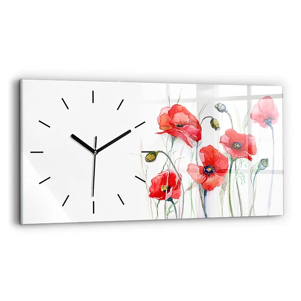 Horizontale Uhr mit motiv Gemalte rote Mohnblumen