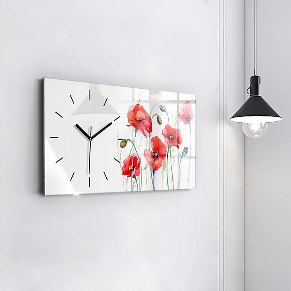 Horizontale Uhr mit motiv Gemalte rote Mohnblumen