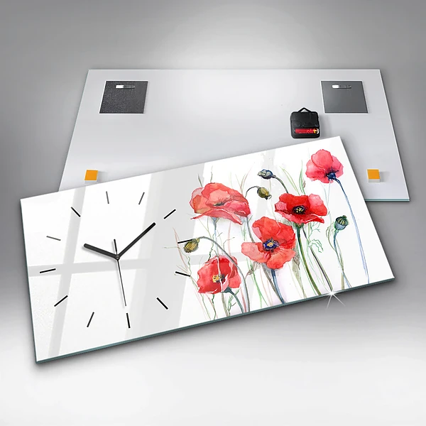 Horizontale Uhr mit motiv Gemalte rote Mohnblumen