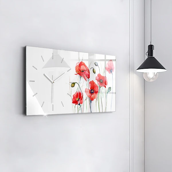 Horizontale Uhr mit motiv Gemalte rote Mohnblumen