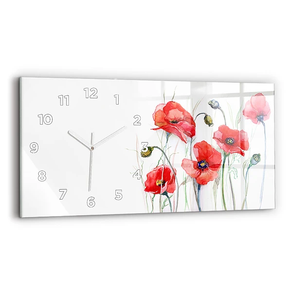 Horizontale Uhr mit motiv Gemalte rote Mohnblumen