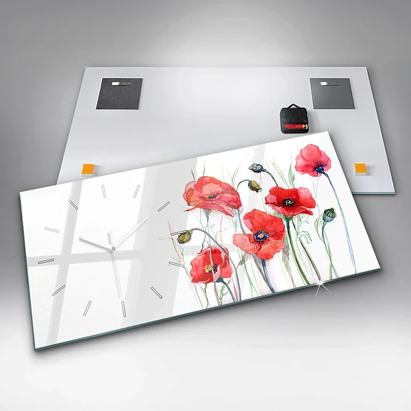 Horizontale Uhr mit motiv Gemalte rote Mohnblumen