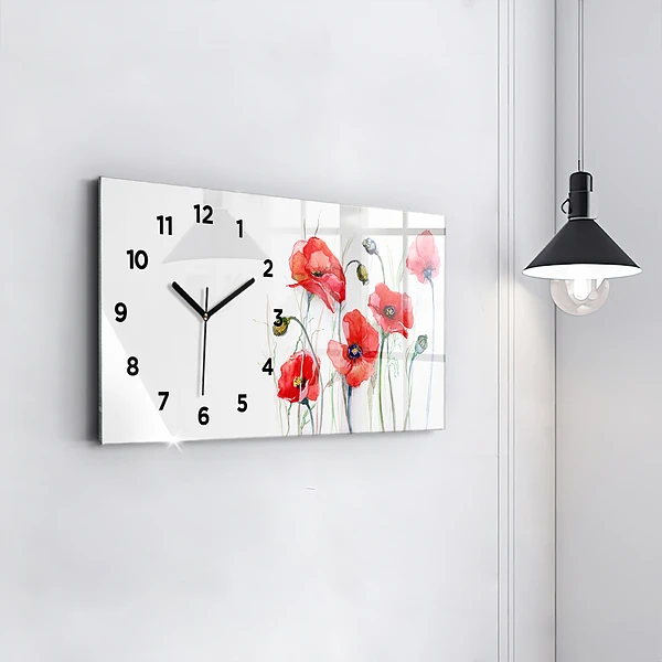 Horizontale Uhr mit motiv Gemalte rote Mohnblumen