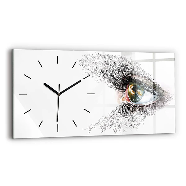 Horizontale Uhr mit motiv Zeichnung eines menschlichen Auges
