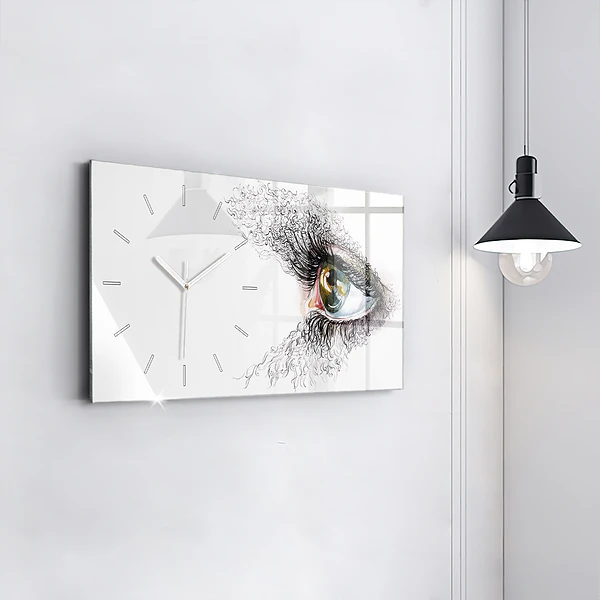 Horizontale Uhr mit motiv Zeichnung eines menschlichen Auges