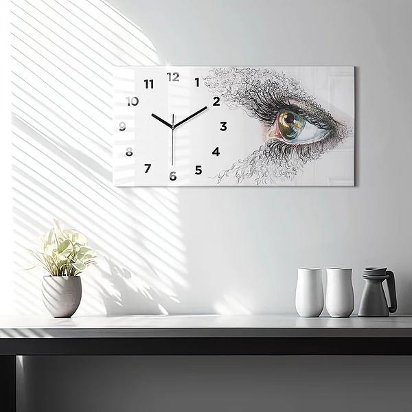 Horizontale Uhr mit motiv Zeichnung eines menschlichen Auges