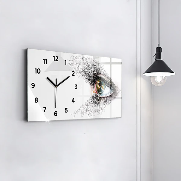 Horizontale Uhr mit motiv Zeichnung eines menschlichen Auges