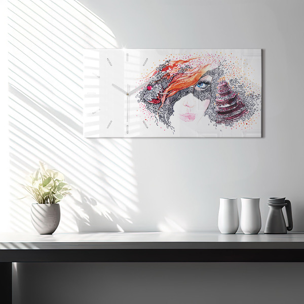 Horizontale Uhr mit motiv Süße Frau mit Kuchen