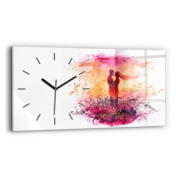 Horizontale Uhr mit motiv Aquarell eines verliebten Paares