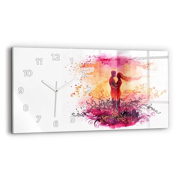 Horizontale Uhr mit motiv Aquarell eines verliebten Paares