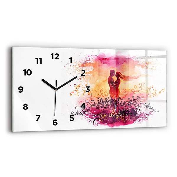 Horizontale Uhr mit motiv Aquarell eines verliebten Paares