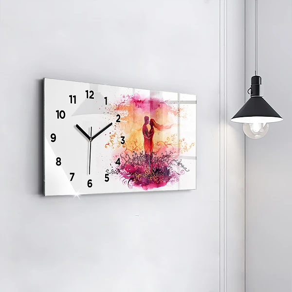 Horizontale Uhr mit motiv Aquarell eines verliebten Paares