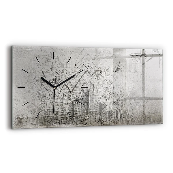 Horizontale Uhr mit motiv Skizze einer Stadt