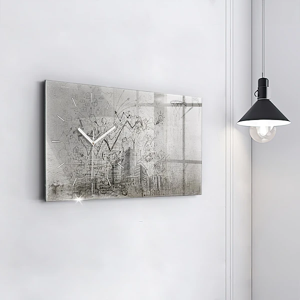 Horizontale Uhr mit motiv Skizze einer Stadt