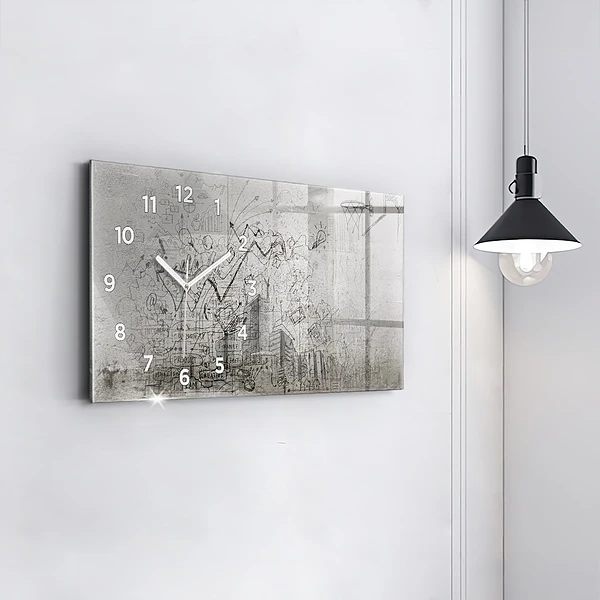 Horizontale Uhr mit motiv Skizze einer Stadt
