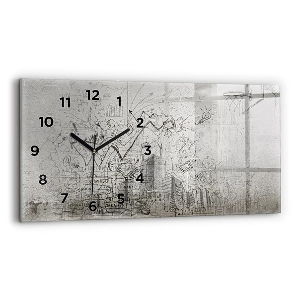 Horizontale Uhr mit motiv Skizze einer Stadt