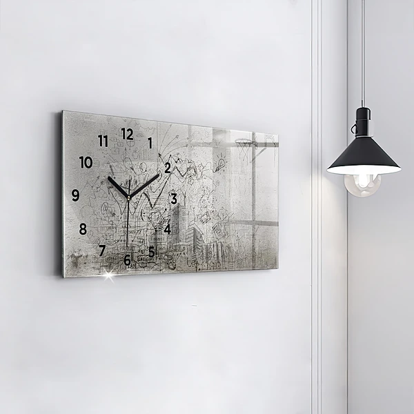 Horizontale Uhr mit motiv Skizze einer Stadt