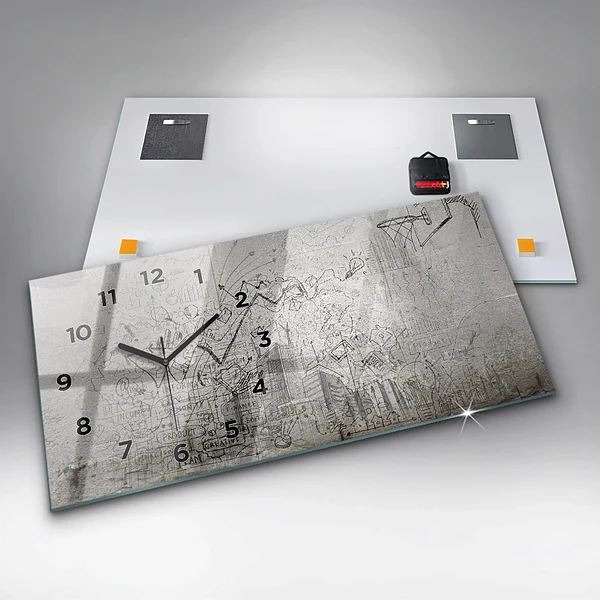 Horizontale Uhr mit motiv Skizze einer Stadt