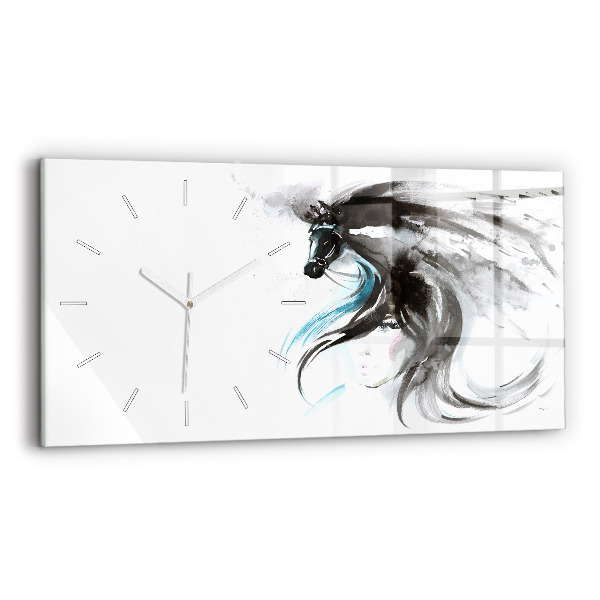 Horizontale Uhr Abstraktes Pferd und Frau