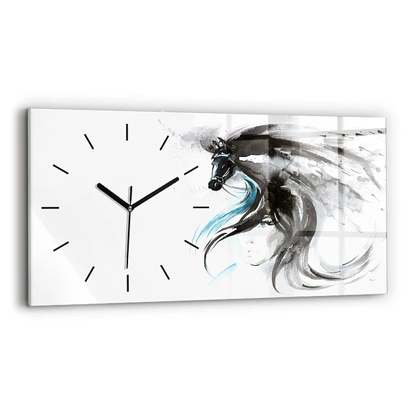 Horizontale Uhr Abstraktes Pferd und Frau