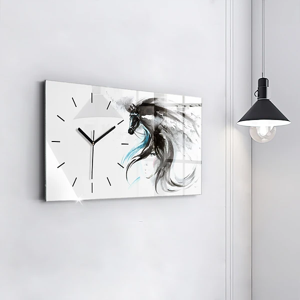 Horizontale Uhr Abstraktes Pferd und Frau