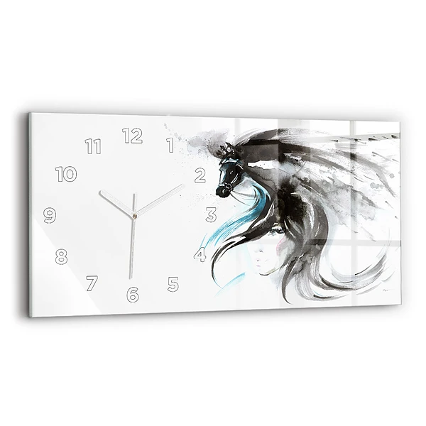 Horizontale Uhr Abstraktes Pferd und Frau