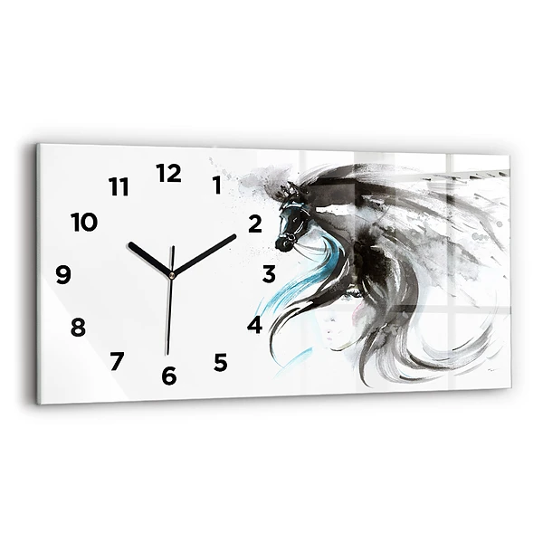 Horizontale Uhr Abstraktes Pferd und Frau