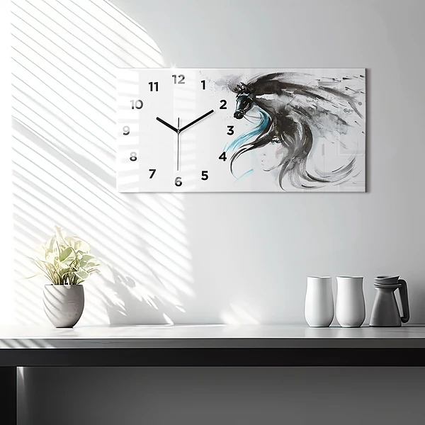Horizontale Uhr Abstraktes Pferd und Frau